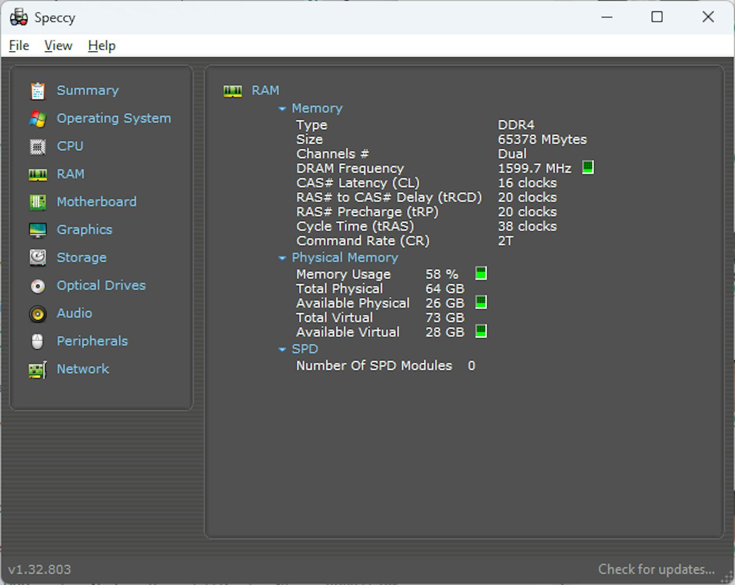 Speccy: Speccy-ohjelmalla voit selvittää, millaista ram-muistia tarvitset tietokoneeseesi.